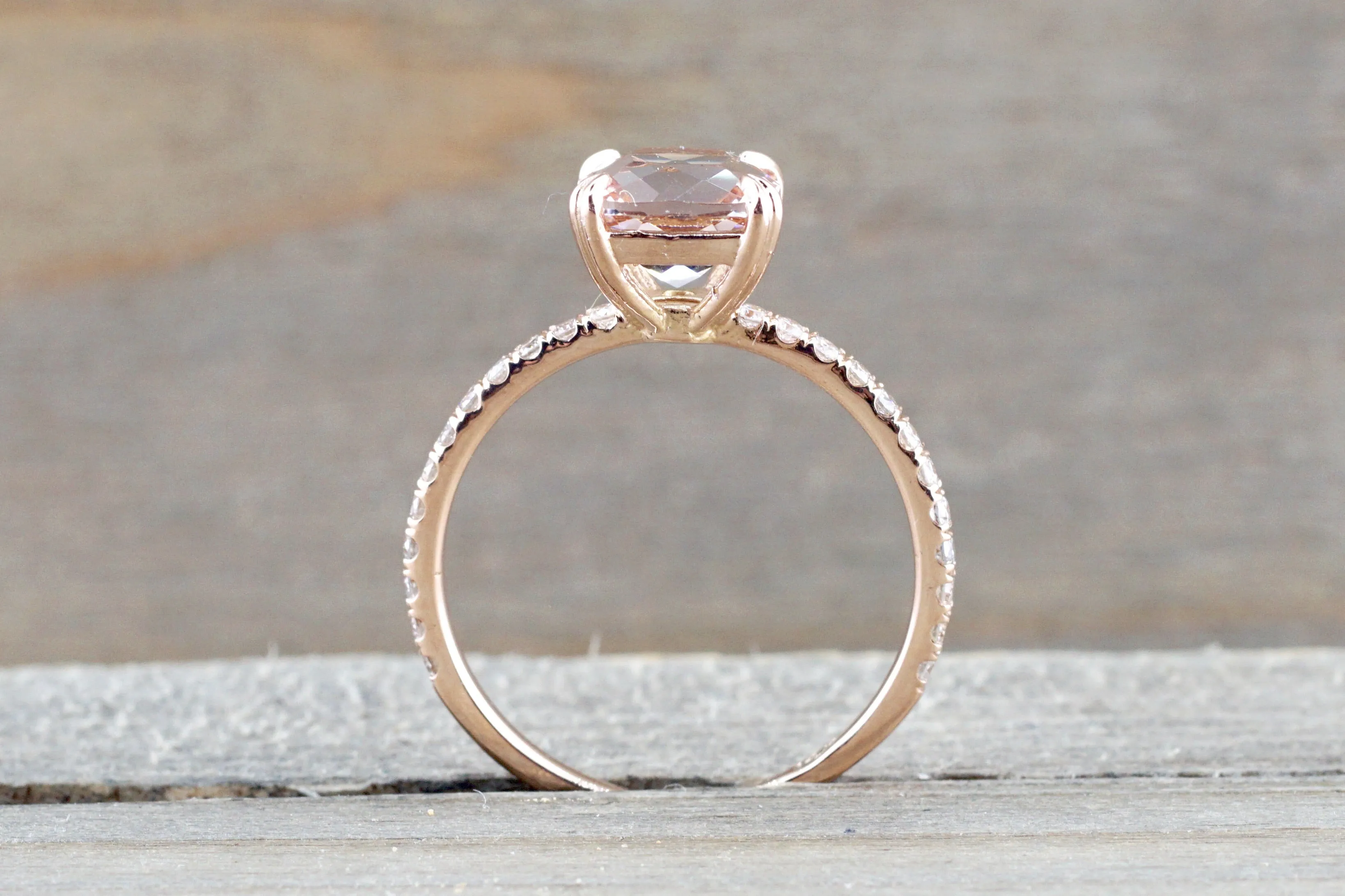 14k Rose Gold Cushion Morganite Diamond Ring  ASPER1430039