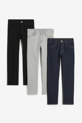 3-pack Slim Fit Stretch Jeans - Regular waist - Long - Black/Grey/Denim blue - Kids | H&M GB