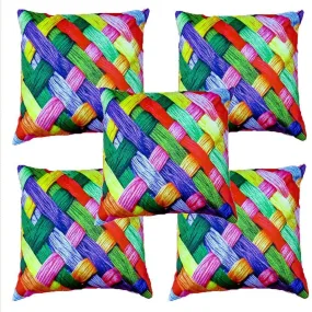 3D Printed Cushions Cover  (Pack of 5, 16 * 16 Inch, Multicolor)