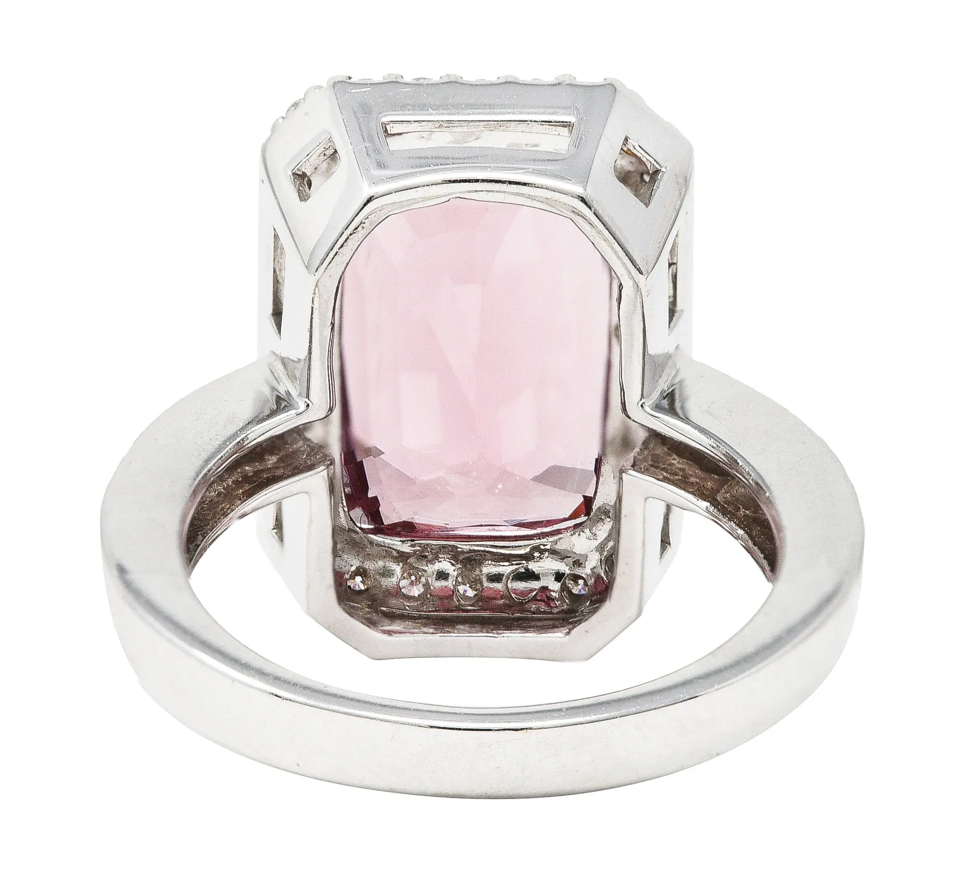 6.52 CTW Cushion Cut Spinel Diamond 18 Karat White Gold Halo Cocktail Ring