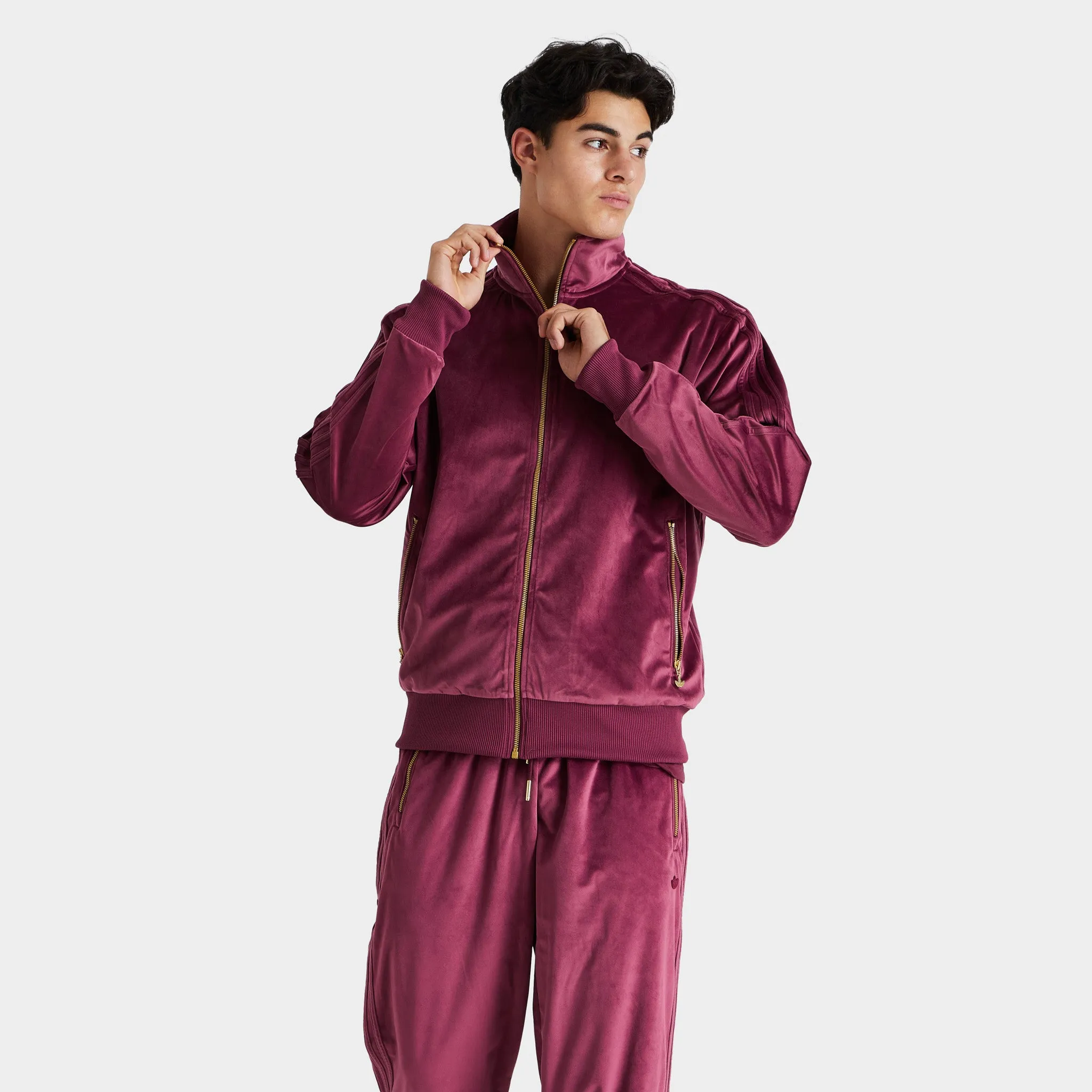 adidas Originals Adicolor Velour Track Jacket / Victory Crimson