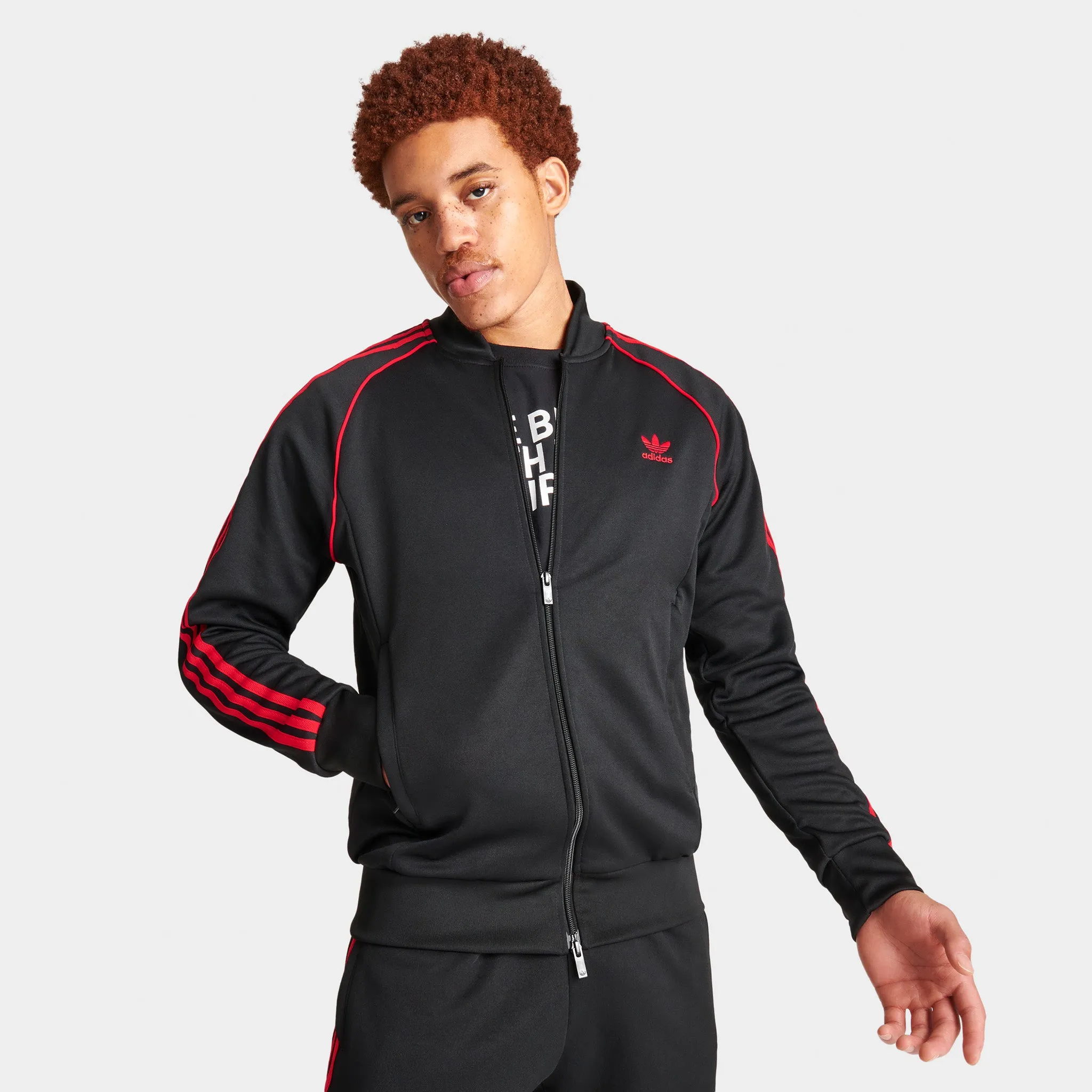 adidas Originals SST Track Jacket Black / Better Scarlet