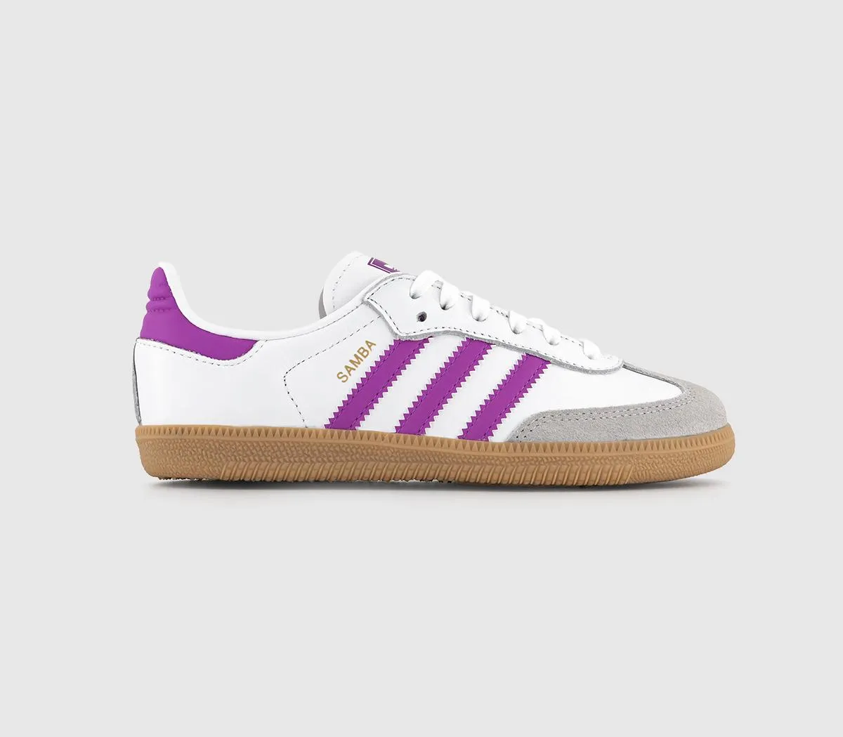 adidas Samba OG Youth Trainers White Purple Burst Gum