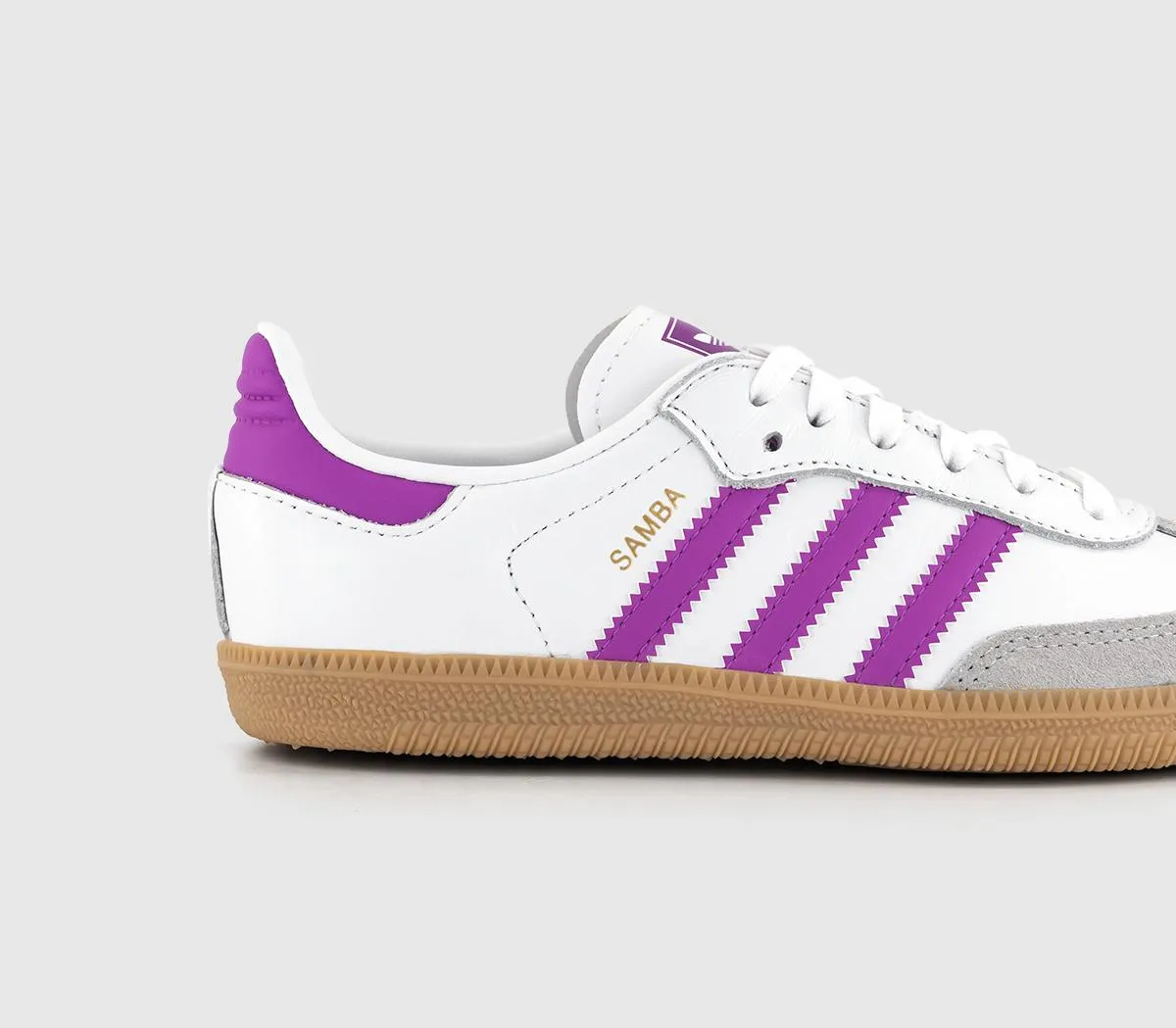 adidas Samba OG Youth Trainers White Purple Burst Gum