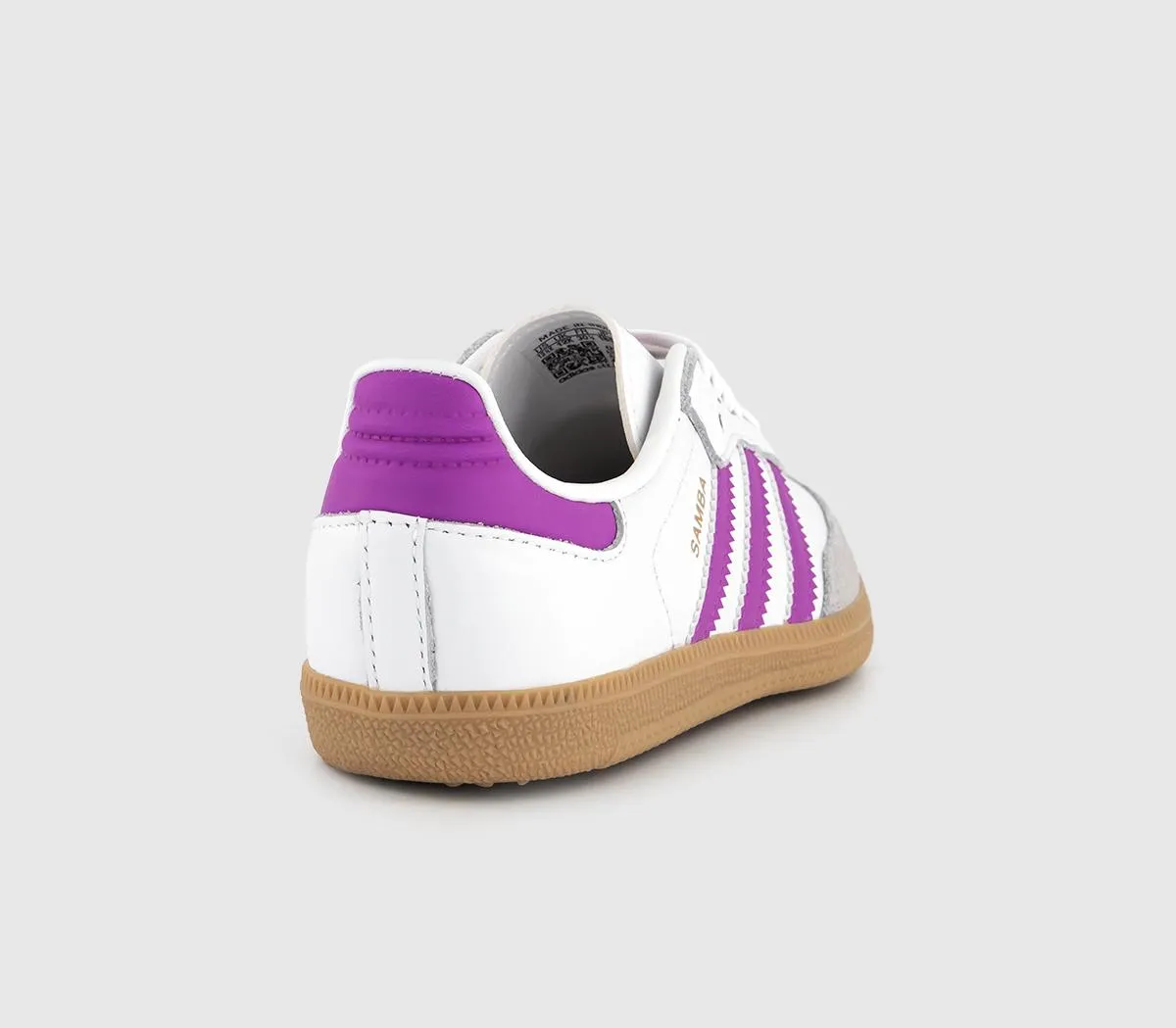 adidas Samba OG Youth Trainers White Purple Burst Gum