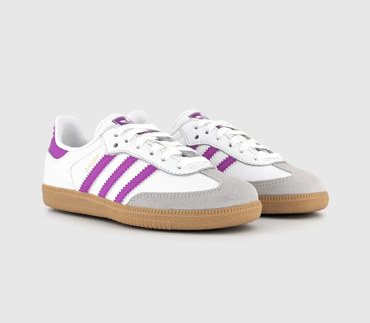 adidas Samba OG Youth Trainers White Purple Burst Gum