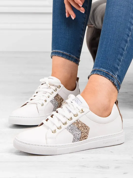 Alexandra white & glitter Trainers