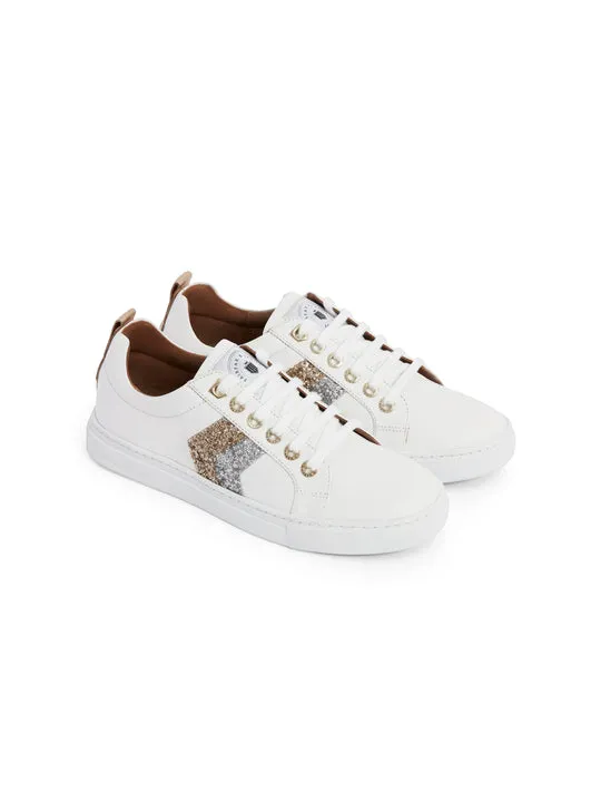 Alexandra white & glitter Trainers