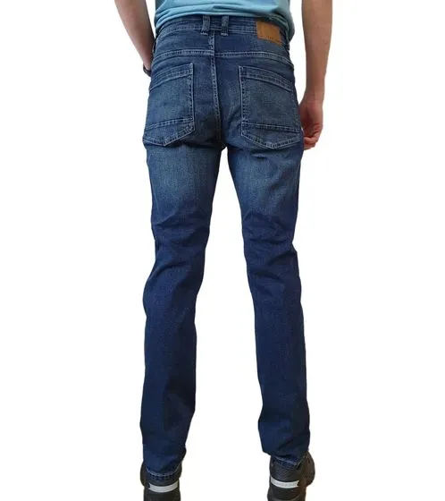 AM Legend AMLane Herren Straight-Fit Jeans Dark Blue Washed Denim-Hose Mid Rise Baumwoll-Hose im Destroyed-Look AM237006 Blau