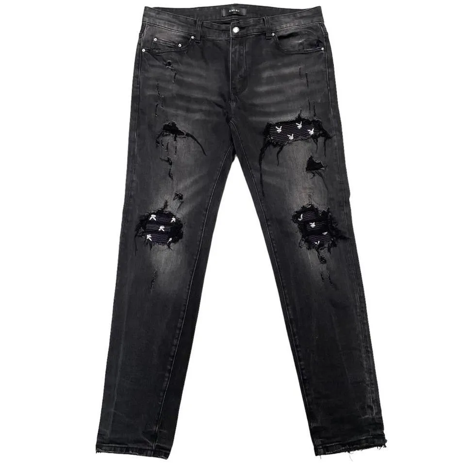 Amiri Distressed Playboy Print Jeans Large