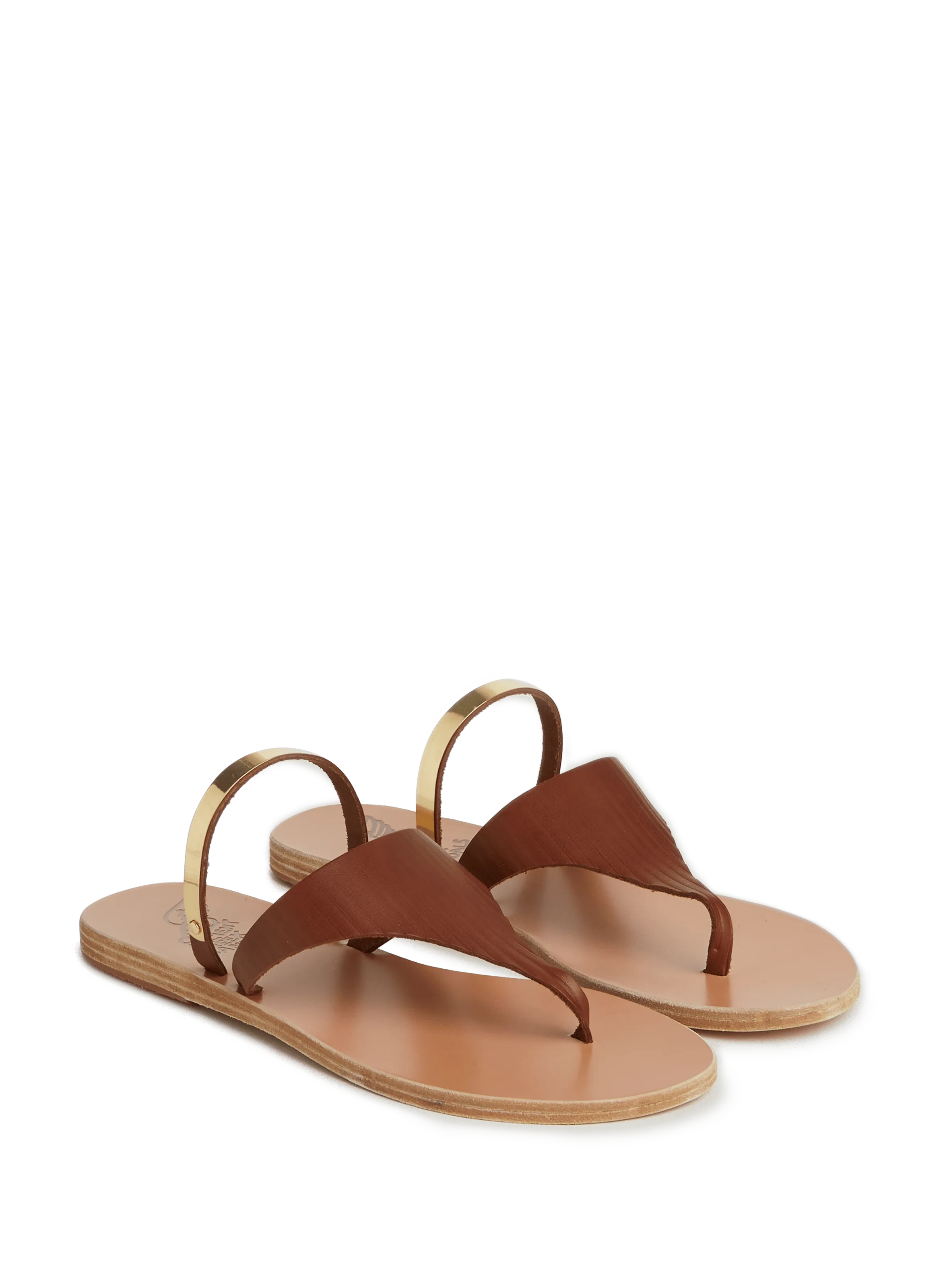 Ancient greek sandals  Leather flip flops - Brown