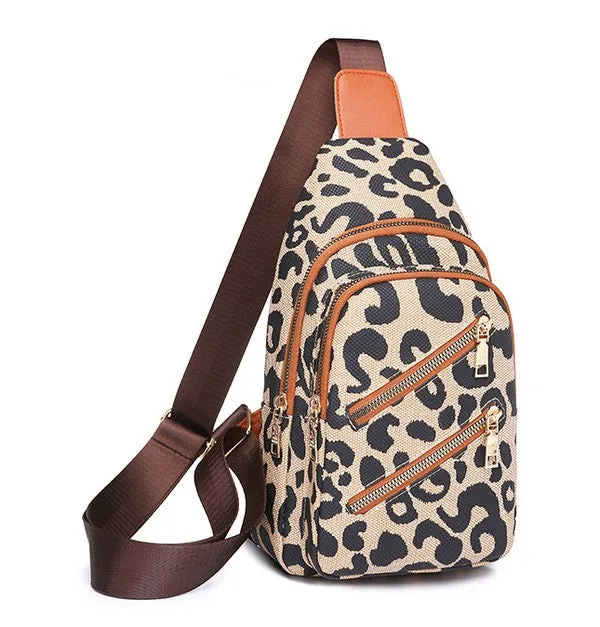 Animal Print Leopard Sling Crossbody Bag