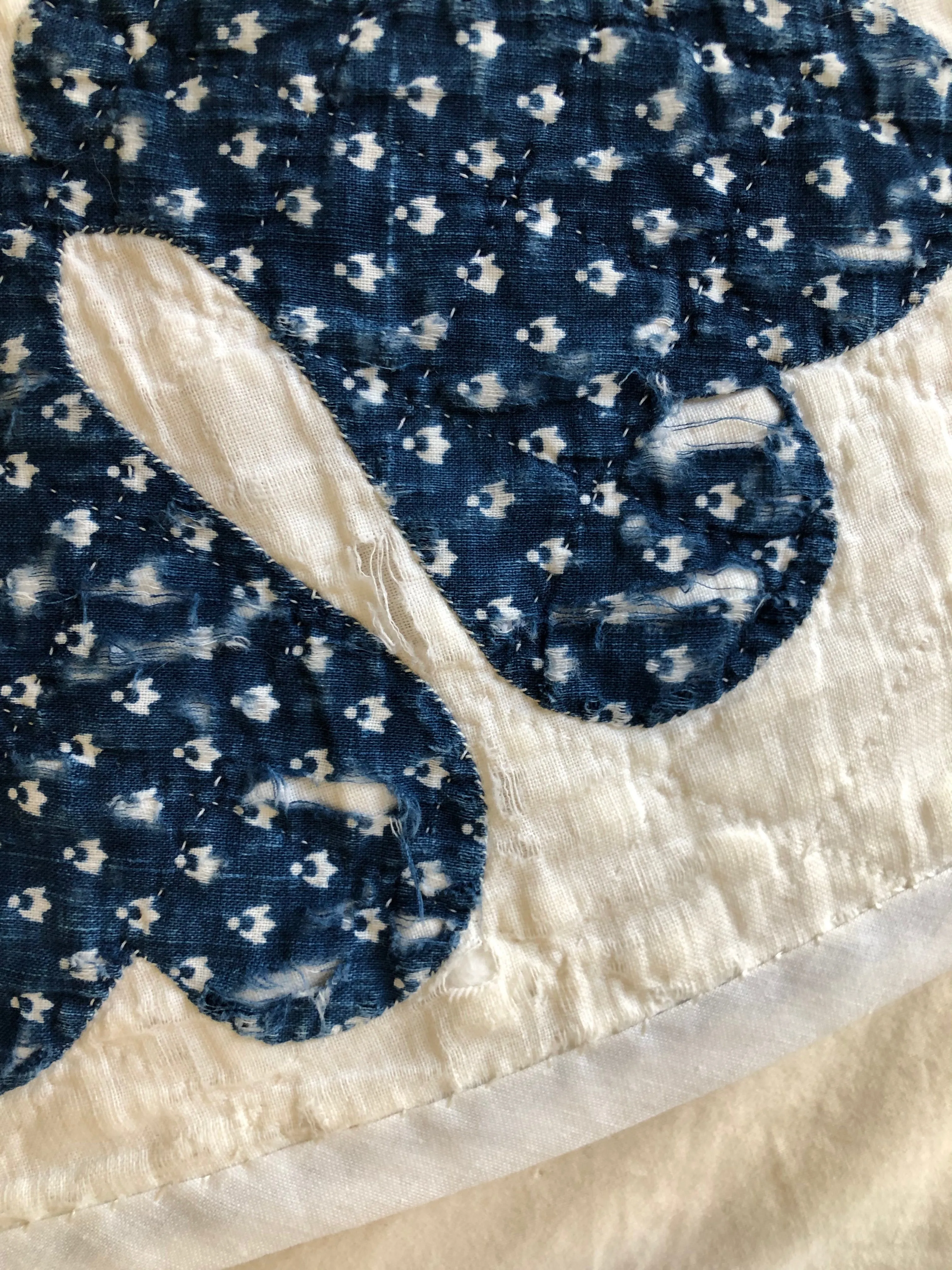 Antique Calico Applique Quilt