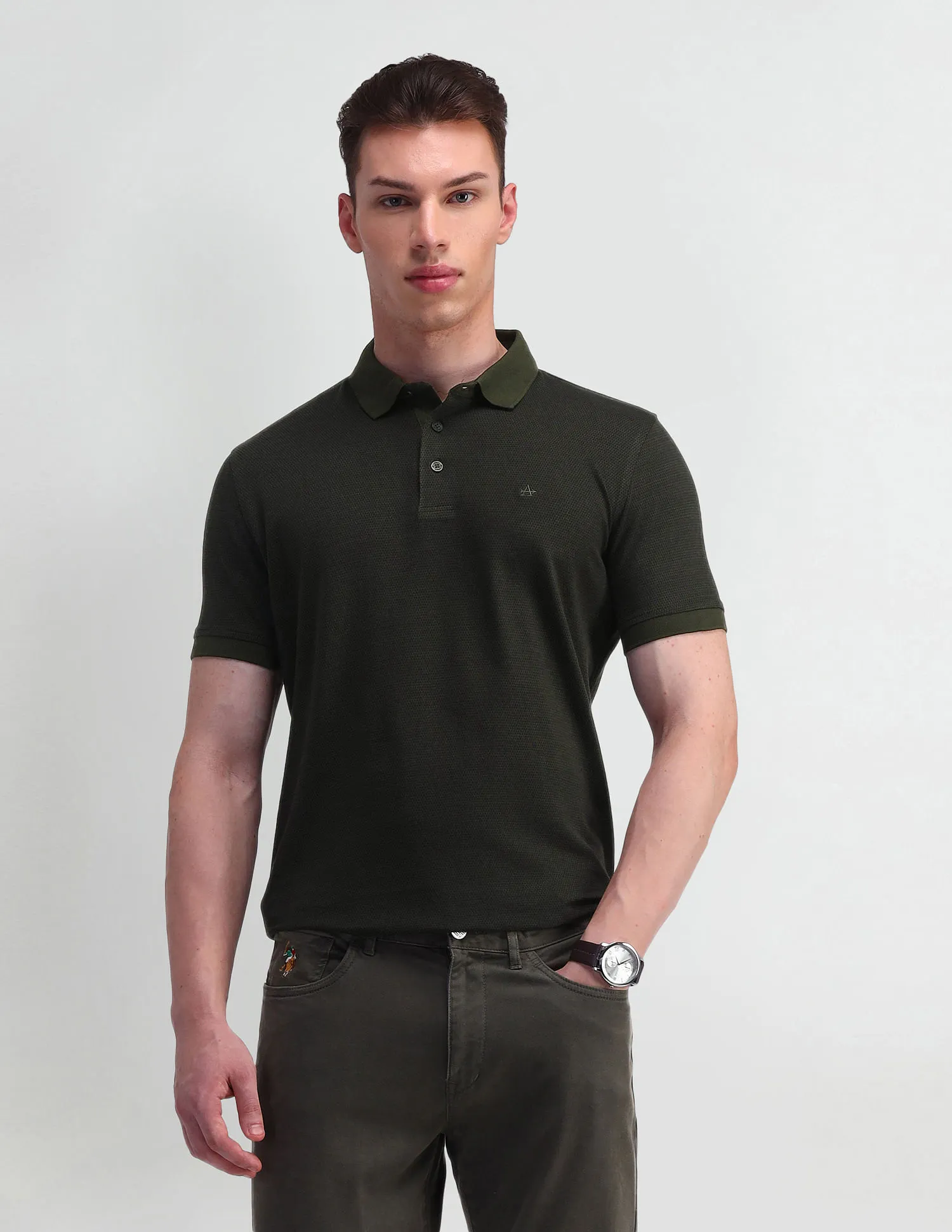 Arrow Textured Cotton Polo Shirt