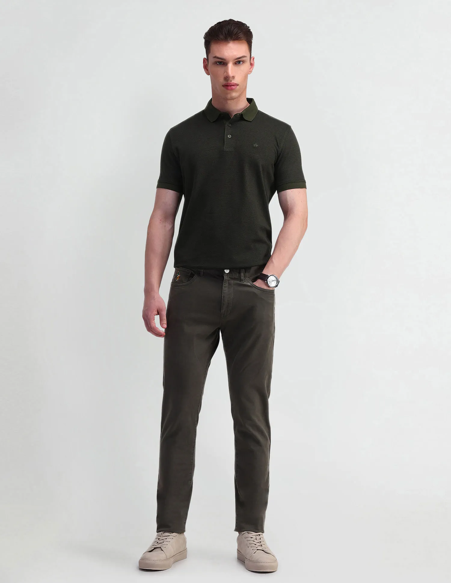 Arrow Textured Cotton Polo Shirt