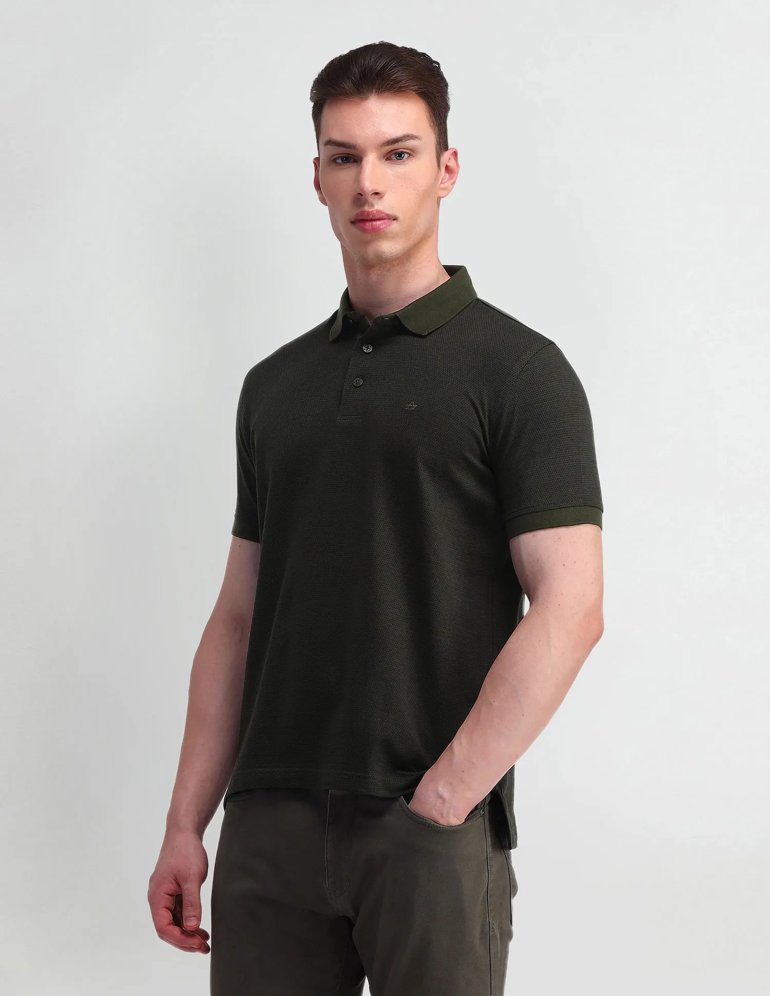 Arrow Textured Cotton Polo Shirt