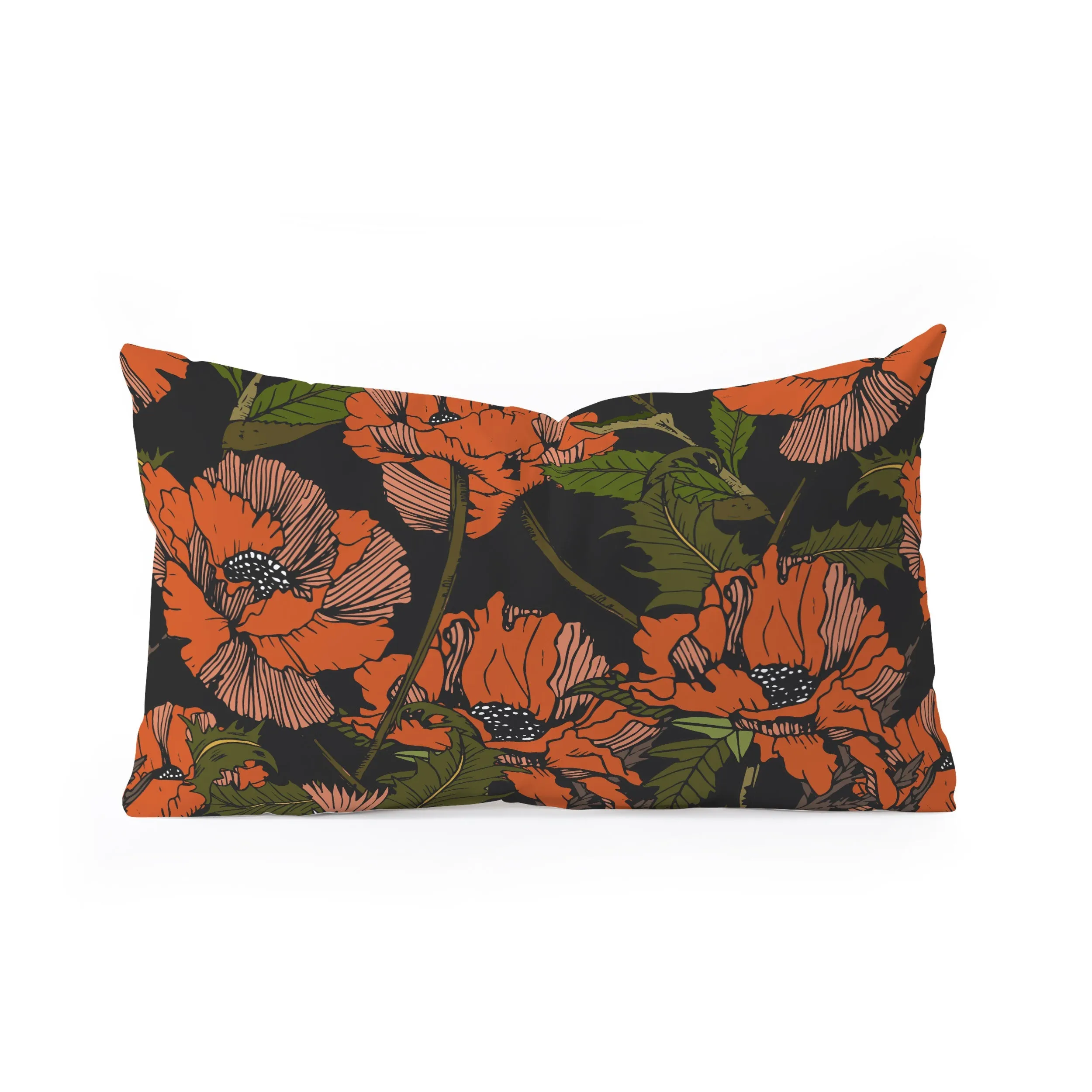 Autumn Poppies Oblong Throw Pillow (DS) DD