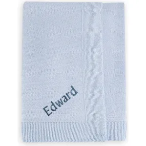 Babyblooms Personalized Knitted Baby Blanket, Blue