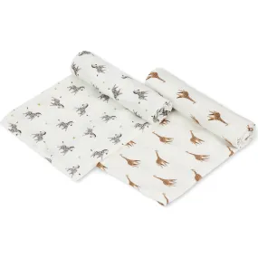 Bamboo Little Swaddle Blanket Set, Giraffe &  Zebra