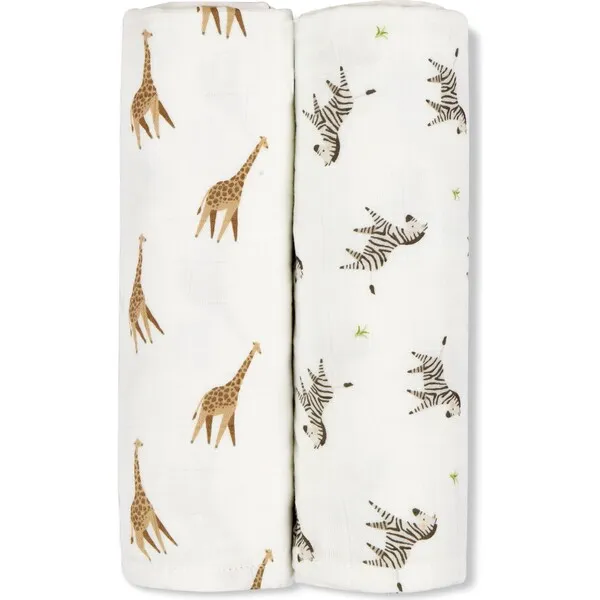 Bamboo Little Swaddle Blanket Set, Giraffe &  Zebra