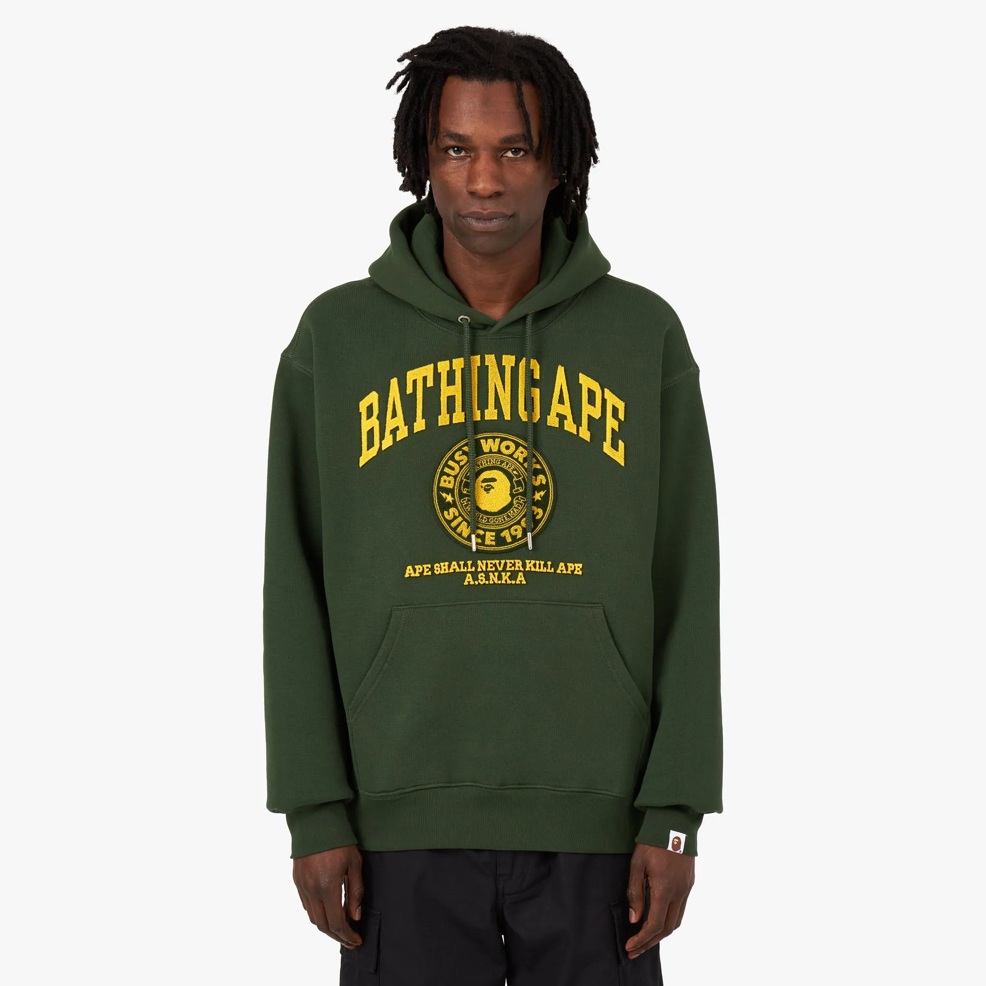 BAPE College Graphic Pullover Hoodie / Green