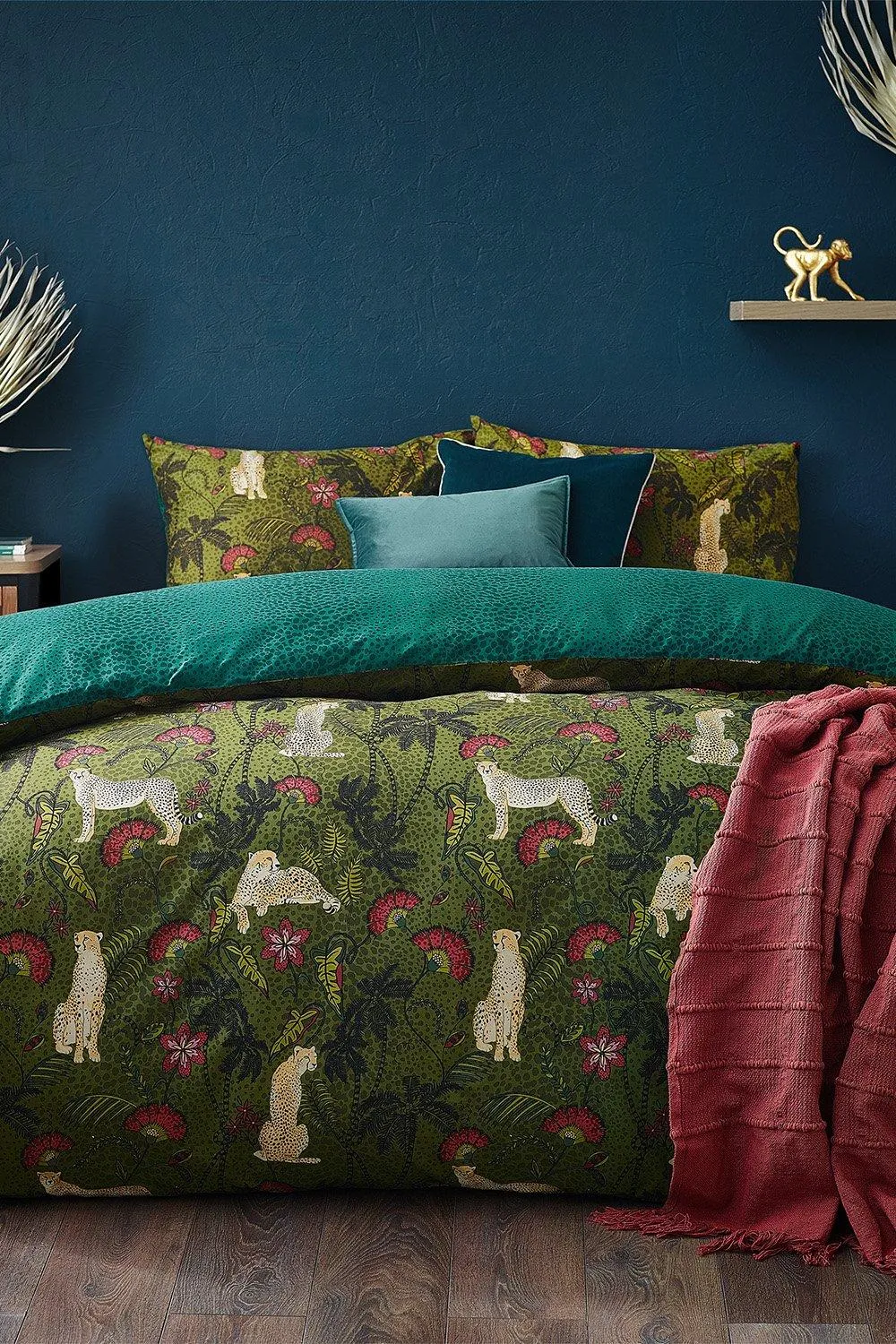 Bedding | Tropica Cheetah Botanical Reversible Duvet Cover Set | Furn