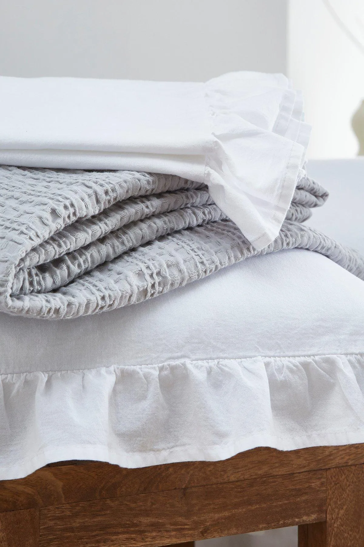 Bedding | 'Cassia Frill' 100% Cotton Relaxed Look Duvet Cover Set | Appletree