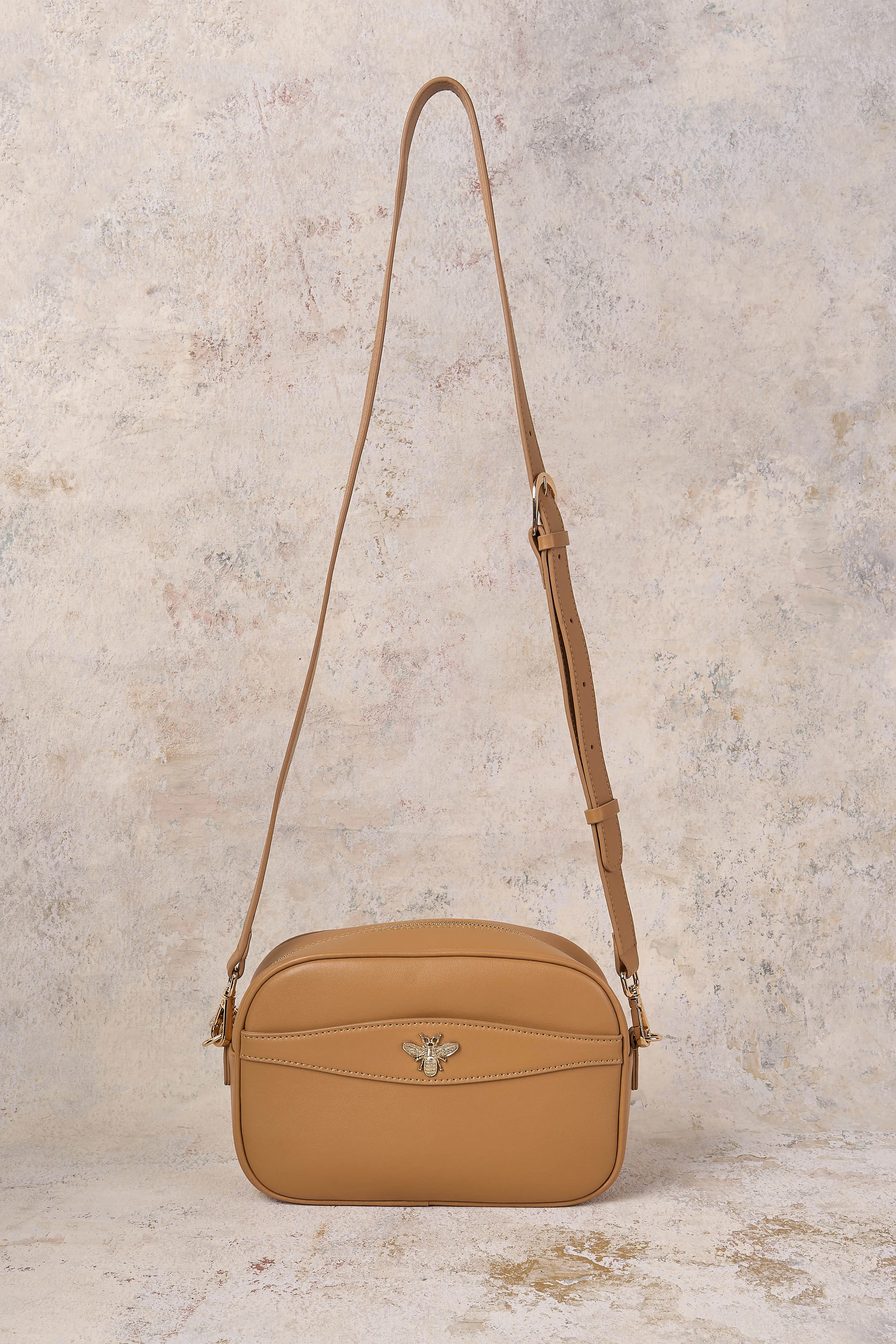 Bee Leather Camera Bag - Tan