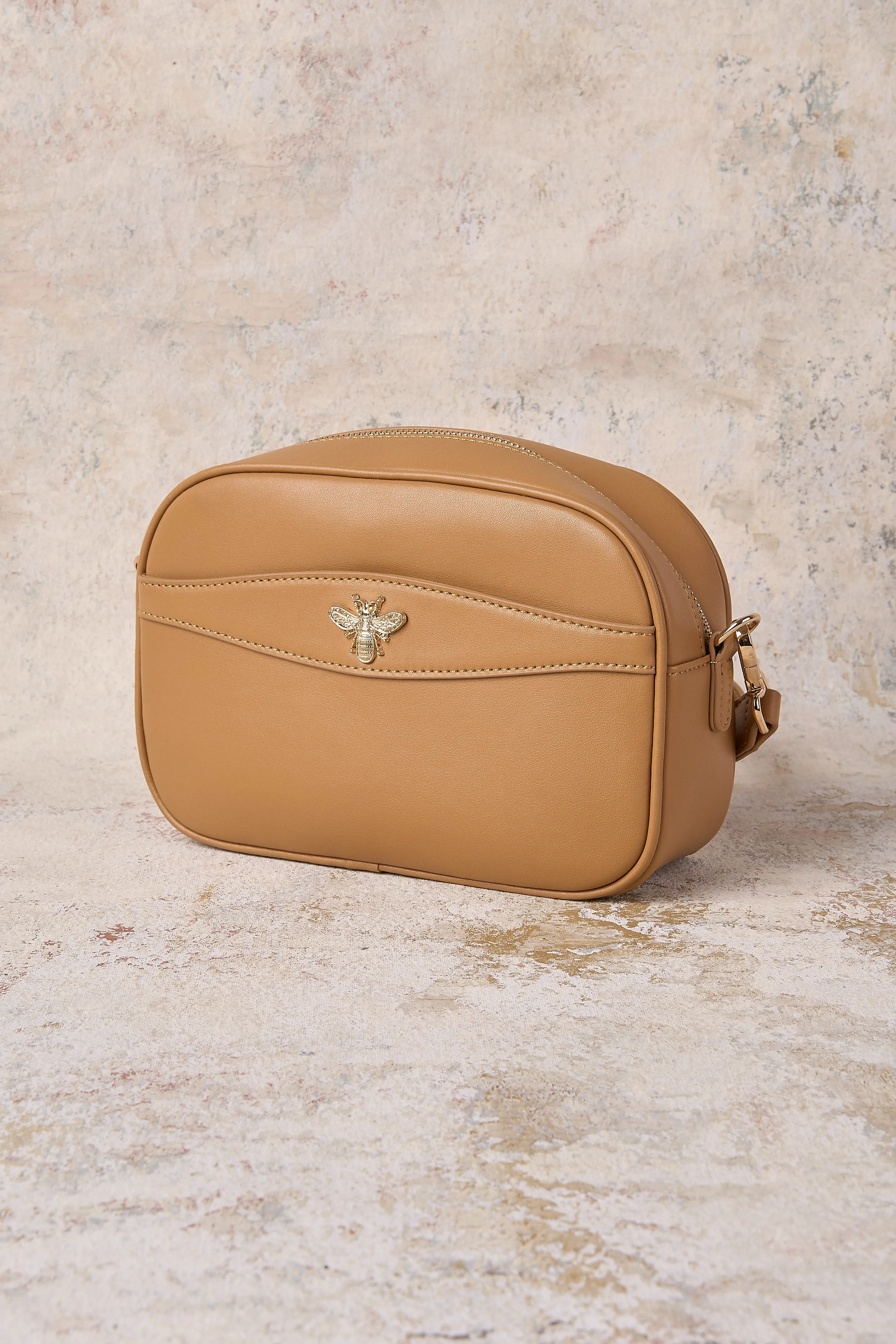 Bee Leather Camera Bag - Tan