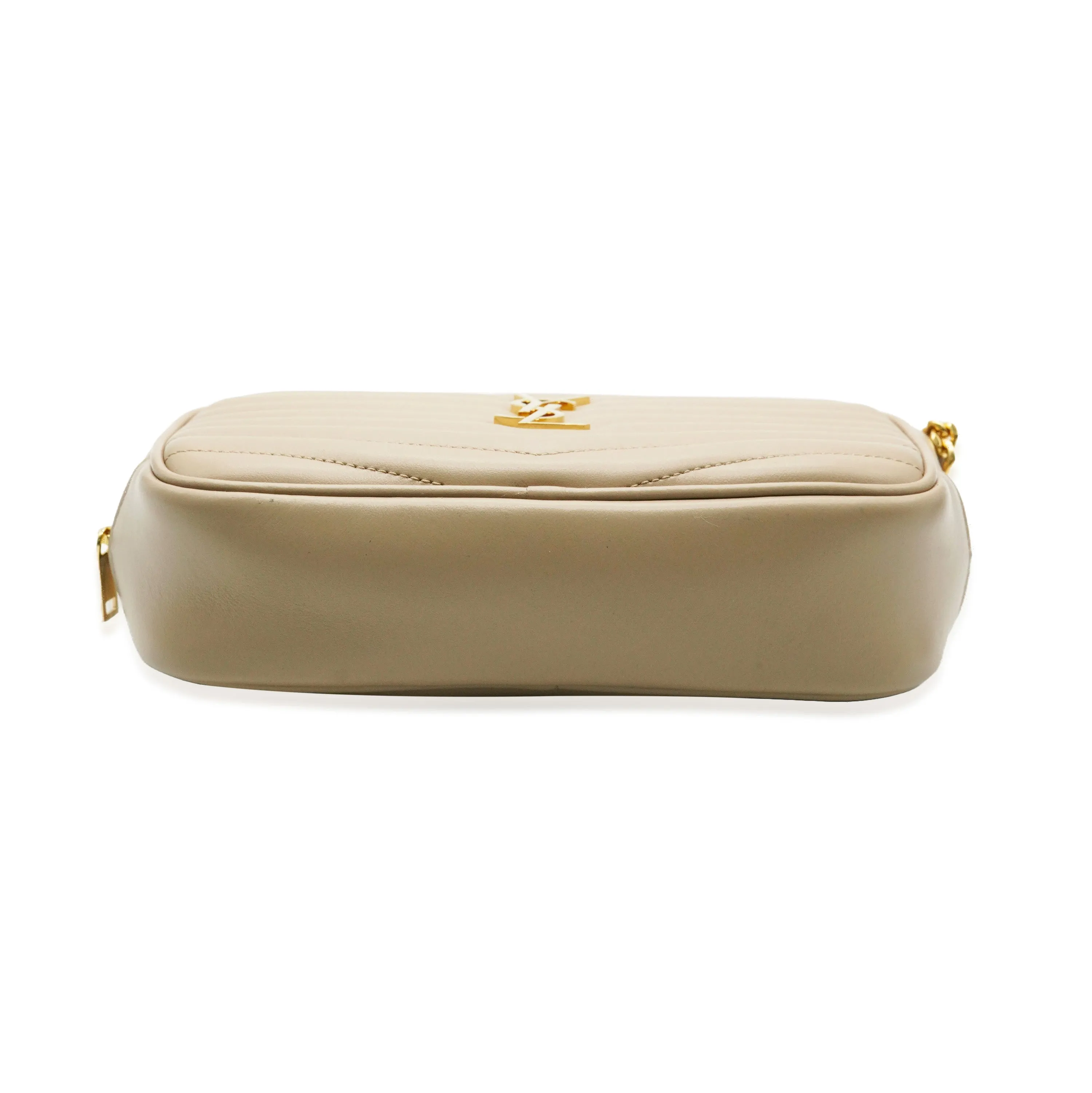 Beige Chevron Calfskin Mini Lou Camera Bag