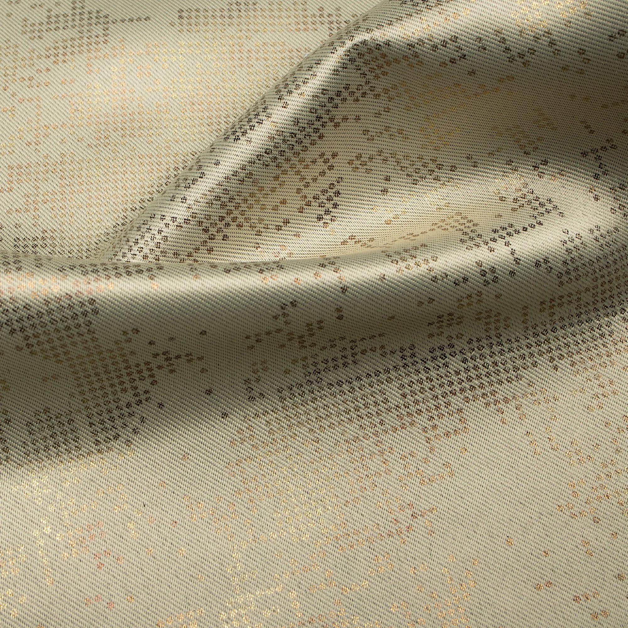 Beige Golden Dots Geometric Pattern Premium Curtain Fabric (Width 54 Inches)