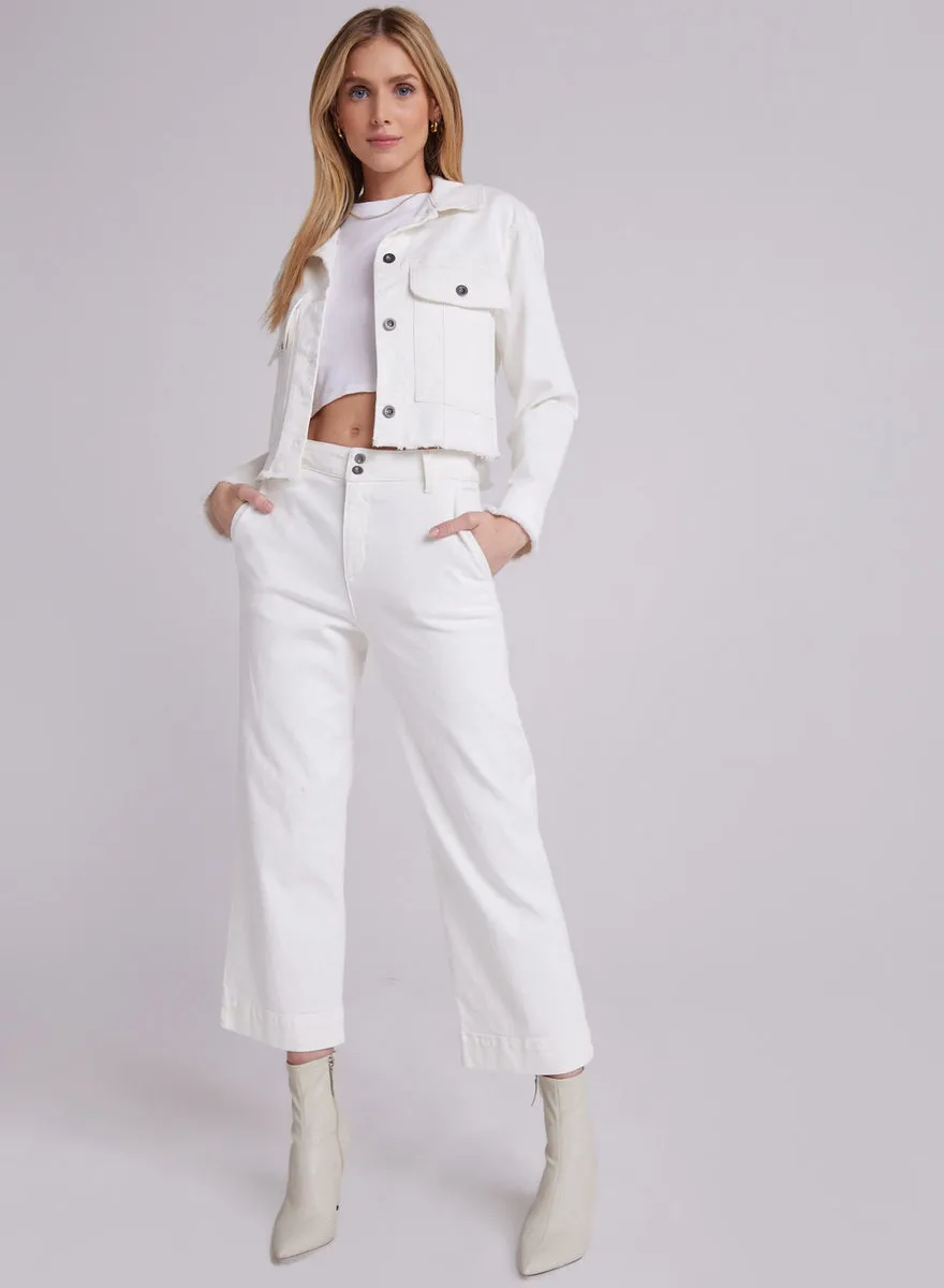 Bella Dahl Willa Cotton Stretch Fray Jacket in winter white