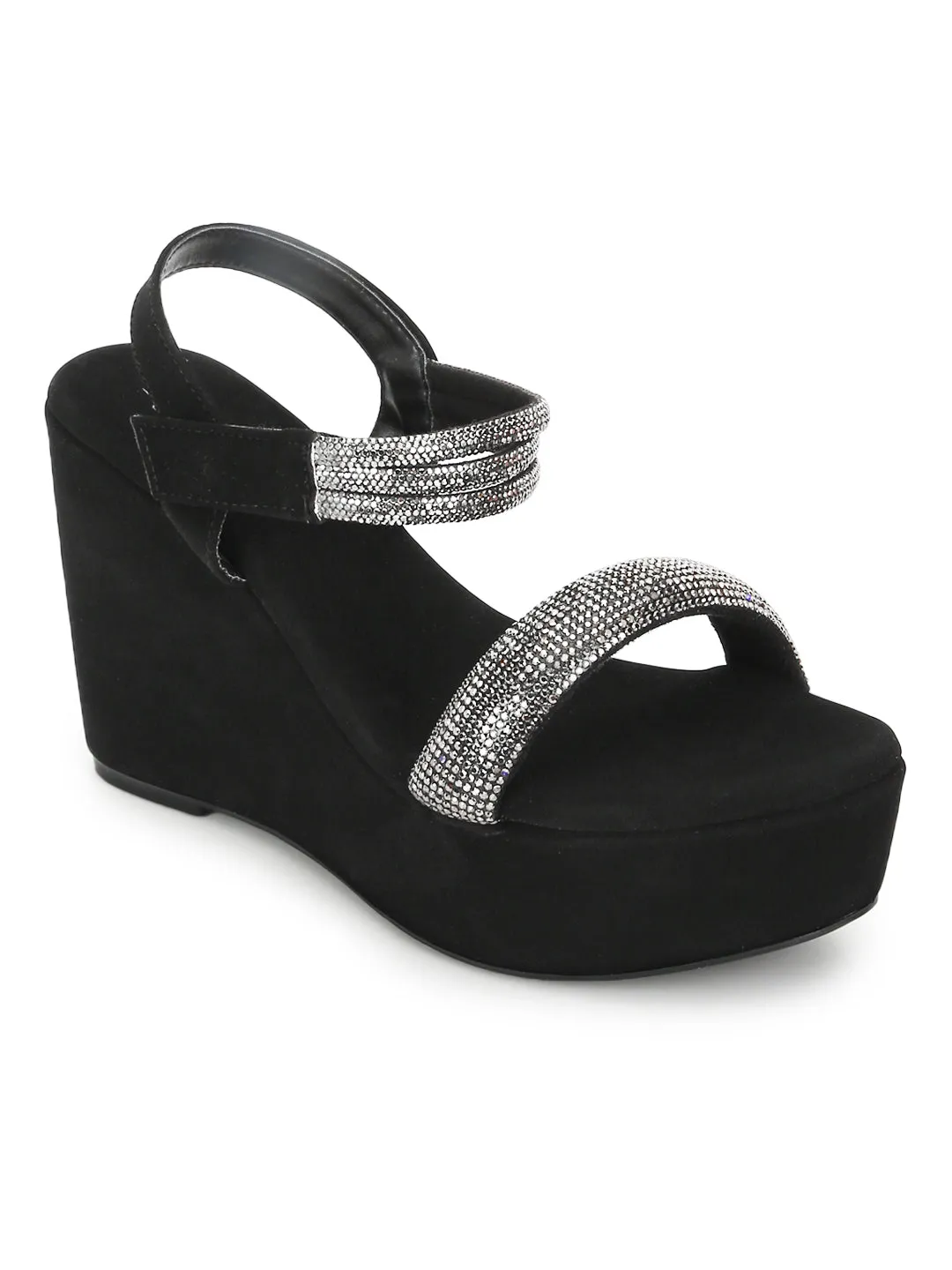 Black Suede Wedge Sandals (TC-G06979-BLK)