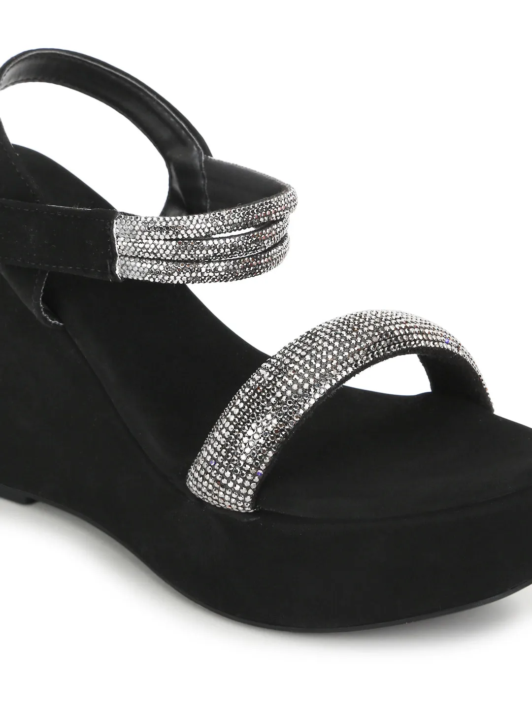 Black Suede Wedge Sandals (TC-G06979-BLK)