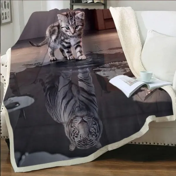 Blanket with Tiger and Kitty