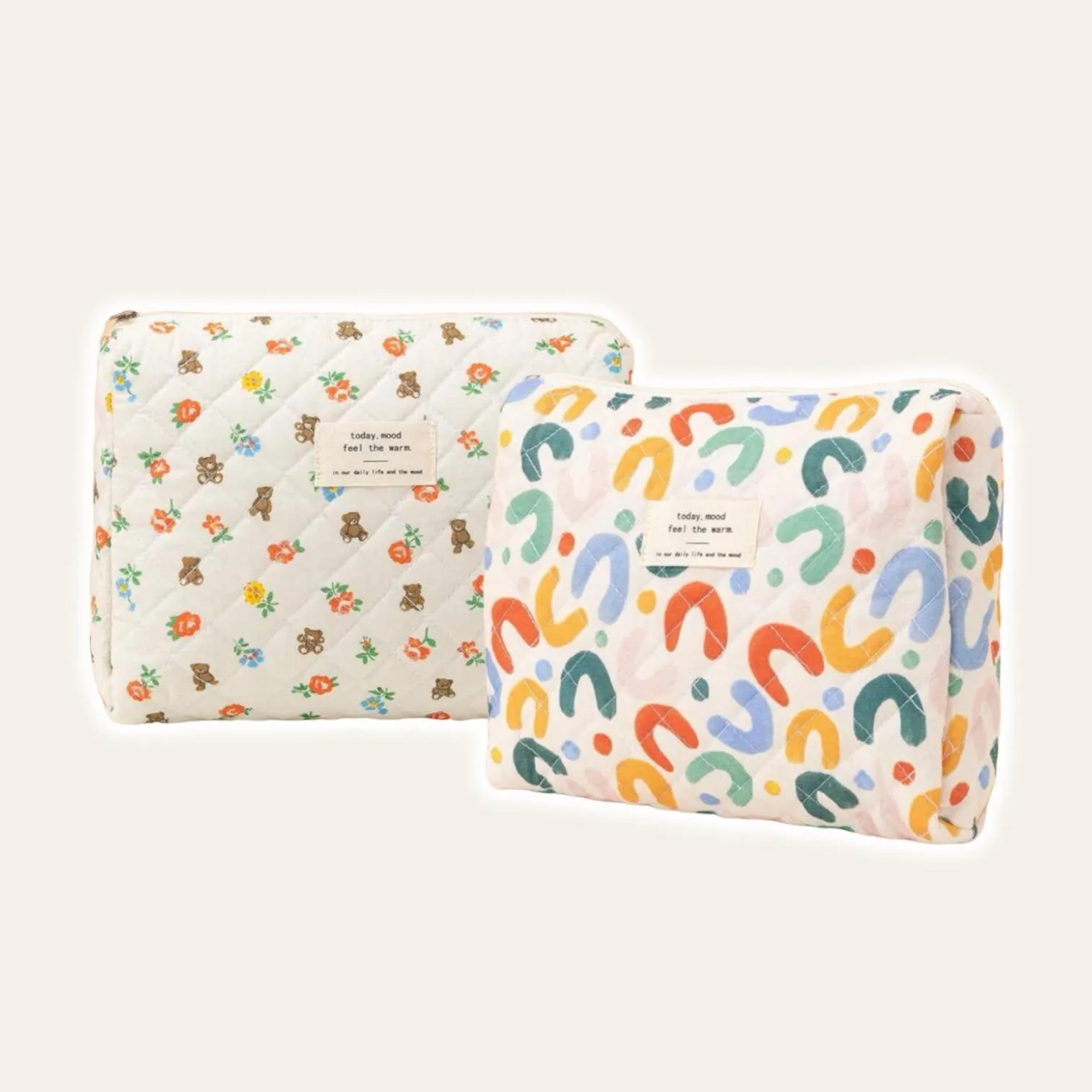 BOLSO XL Cute Print Quilt Zipper Pouch Organizer