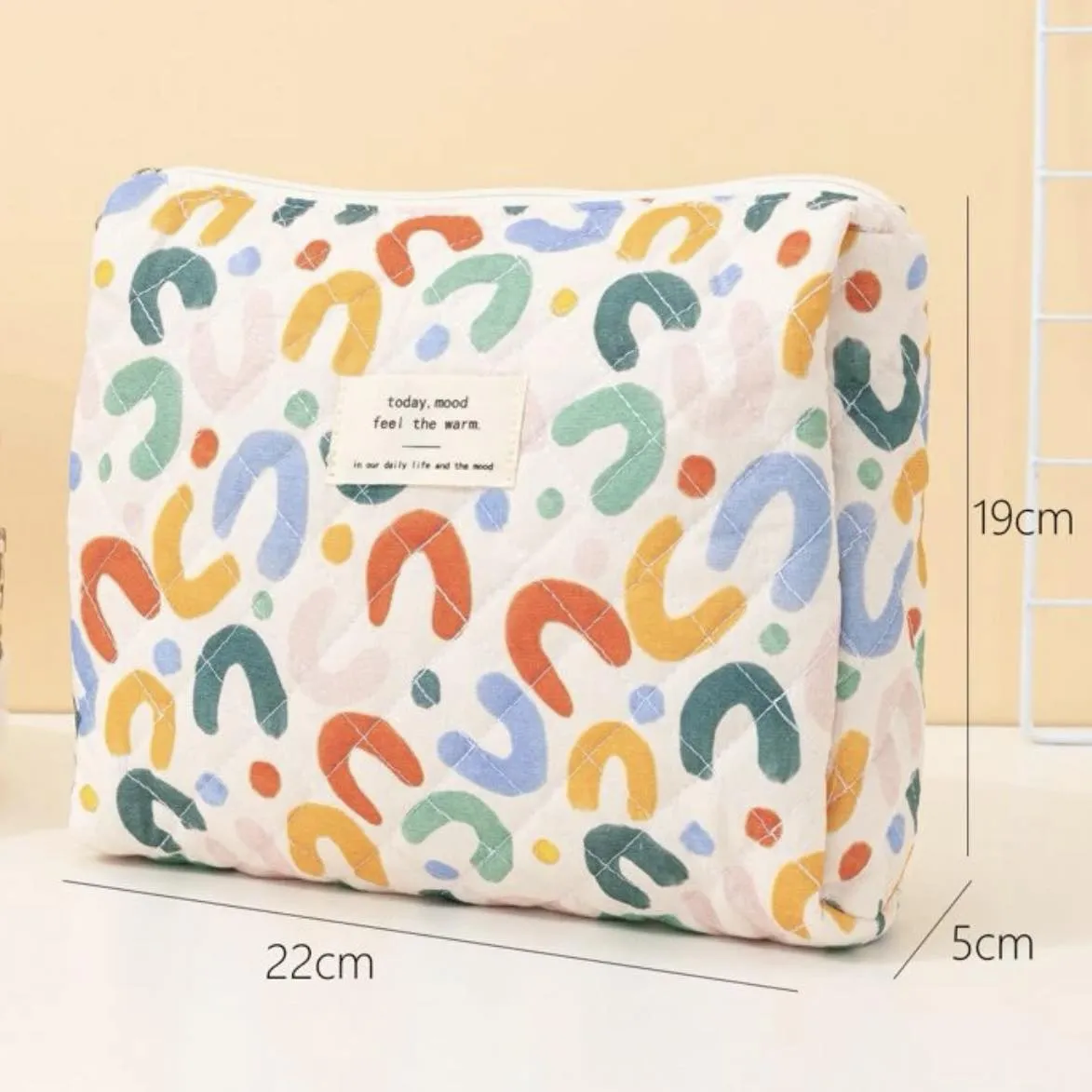 BOLSO XL Cute Print Quilt Zipper Pouch Organizer