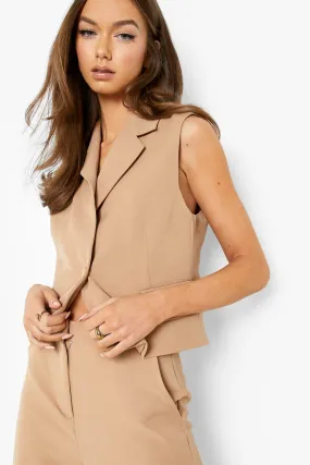 Boxy Cropped Tailored Vest