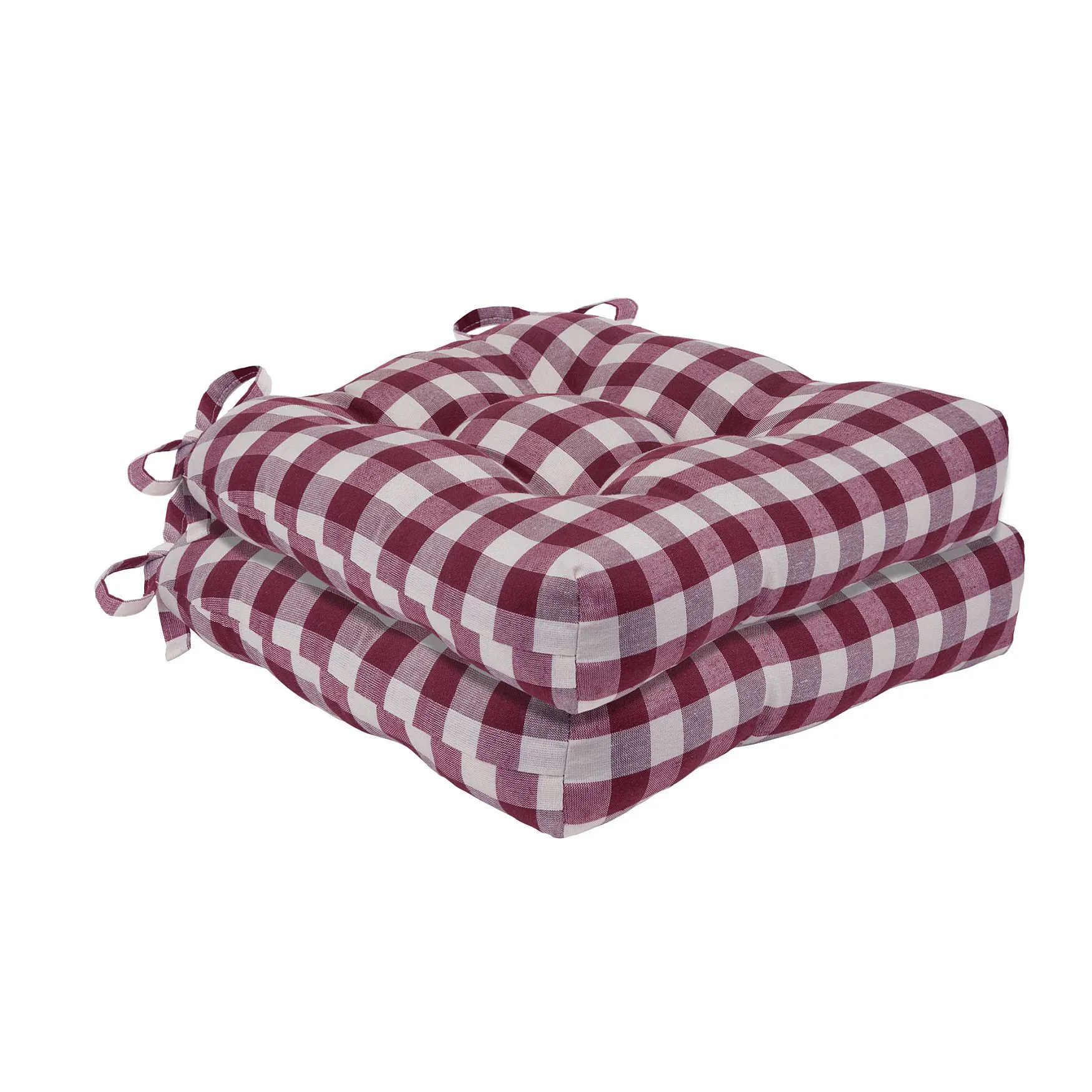 Buffalo Check Tufted Chair Seat Cushions Set of Two