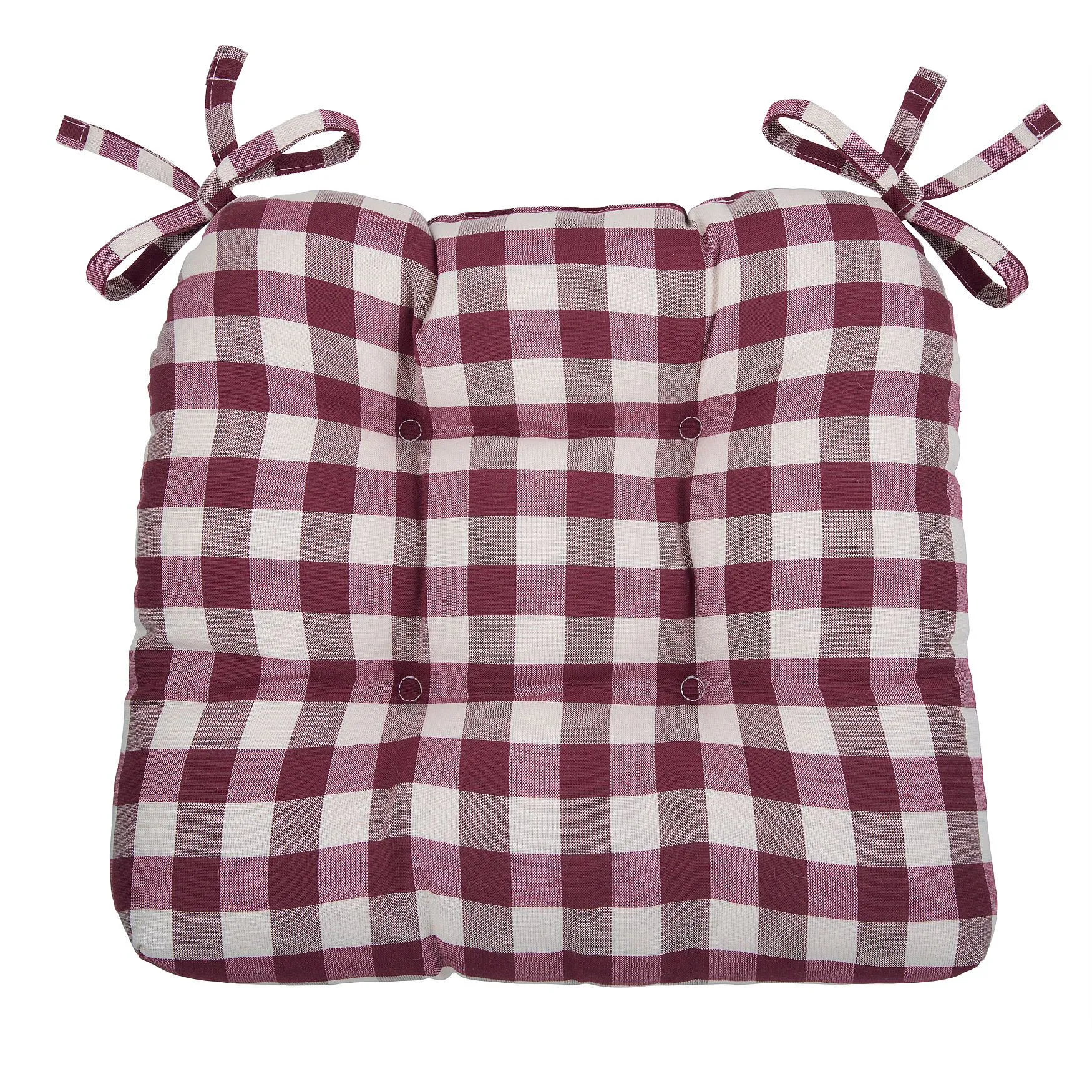 Buffalo Check Tufted Chair Seat Cushions Set of Two