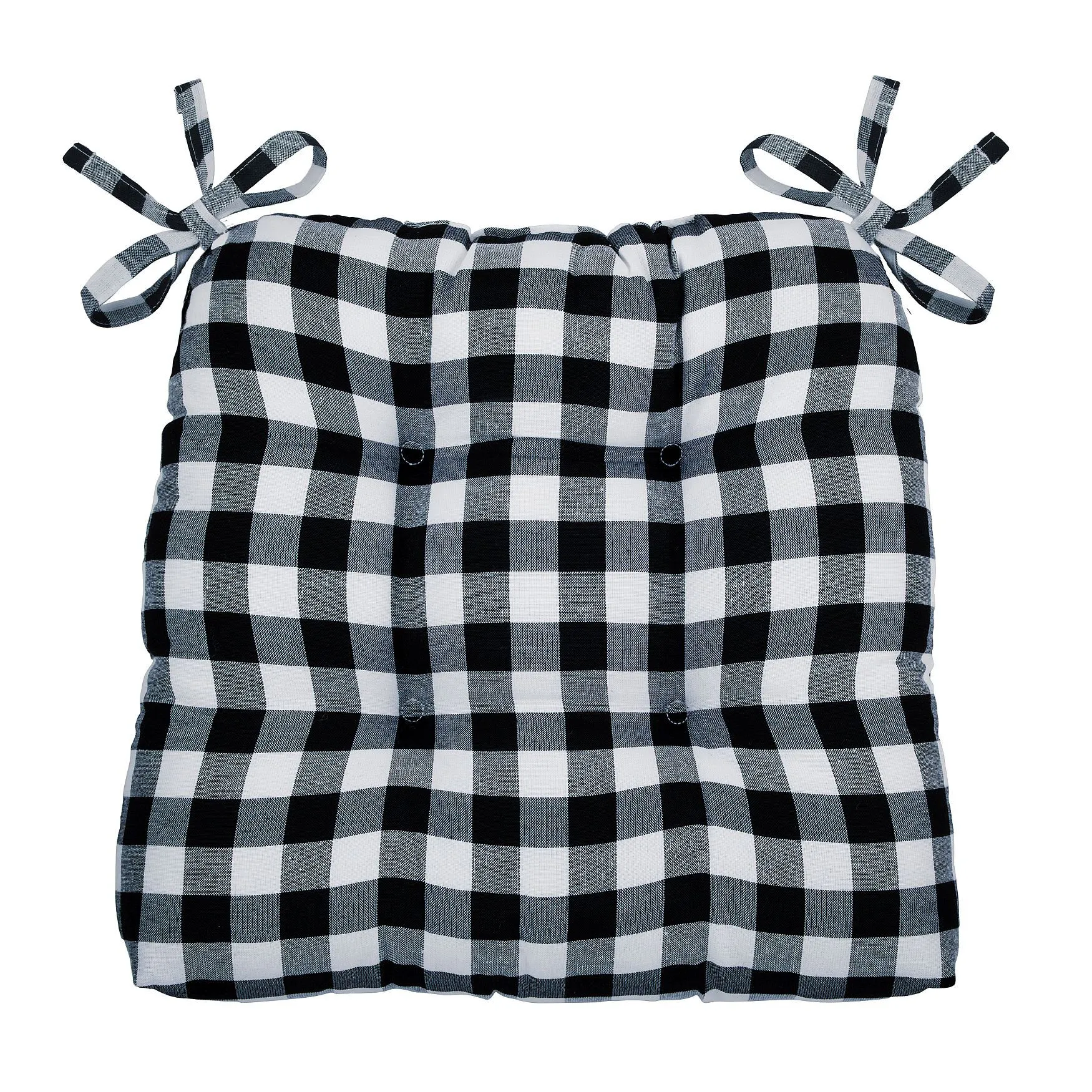 Buffalo Check Tufted Chair Seat Cushions Set of Two