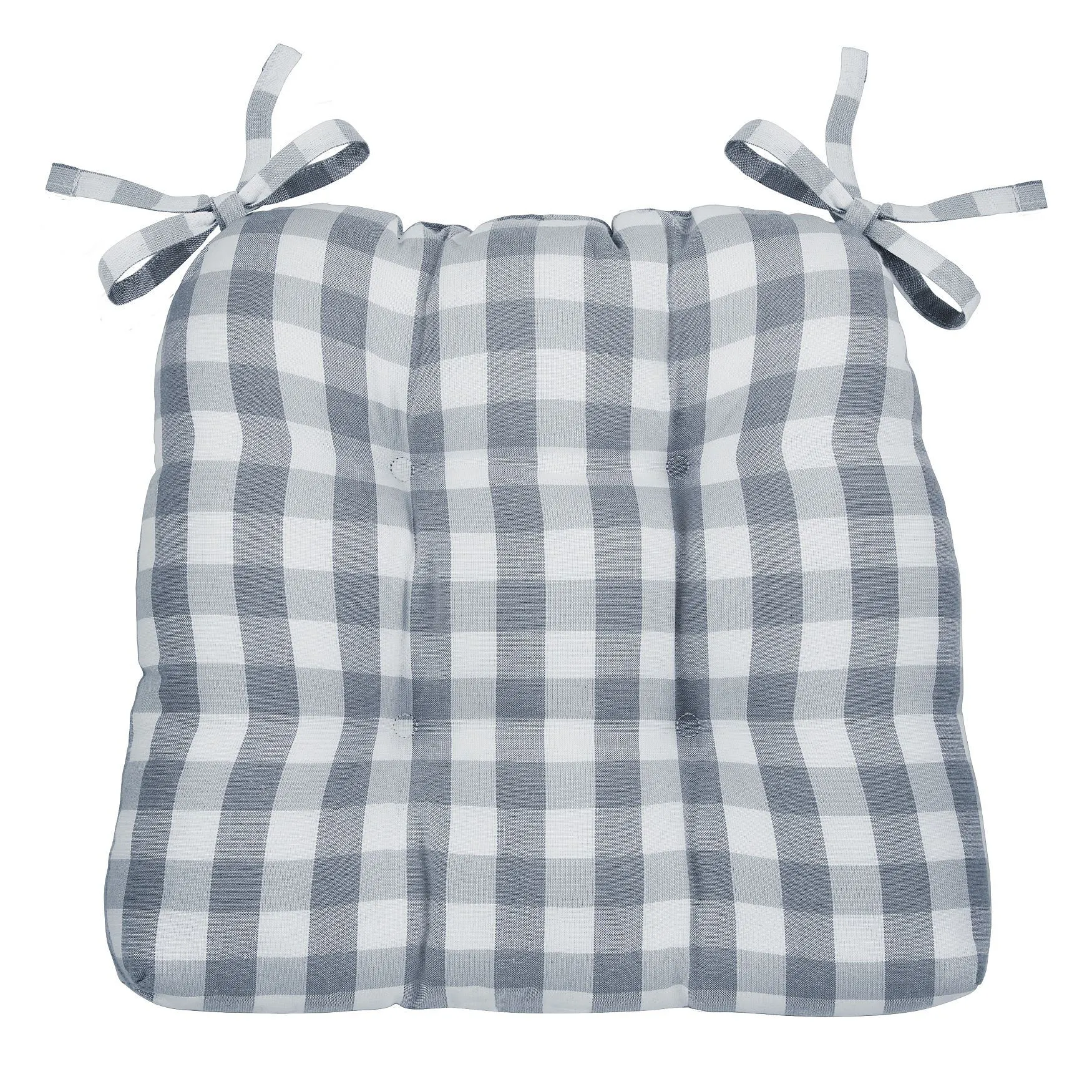 Buffalo Check Tufted Chair Seat Cushions Set of Two