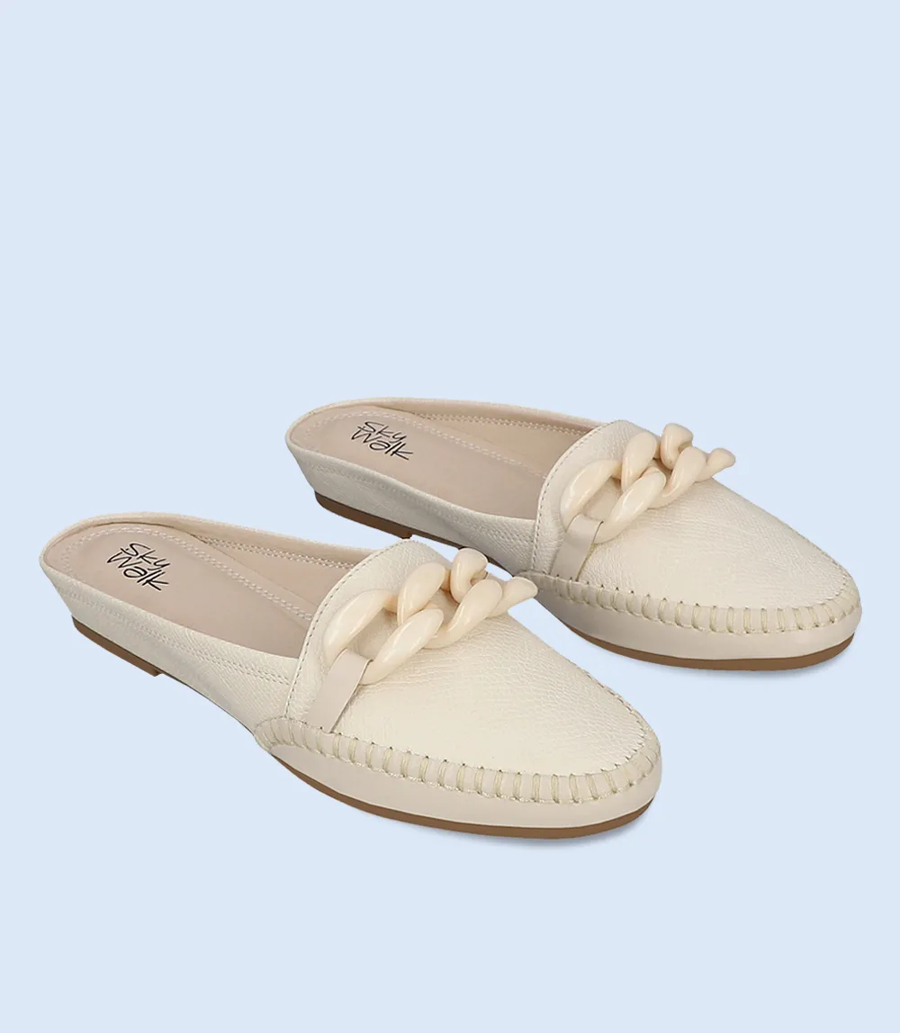 BW8290-IVORY-Women Comfort Mules