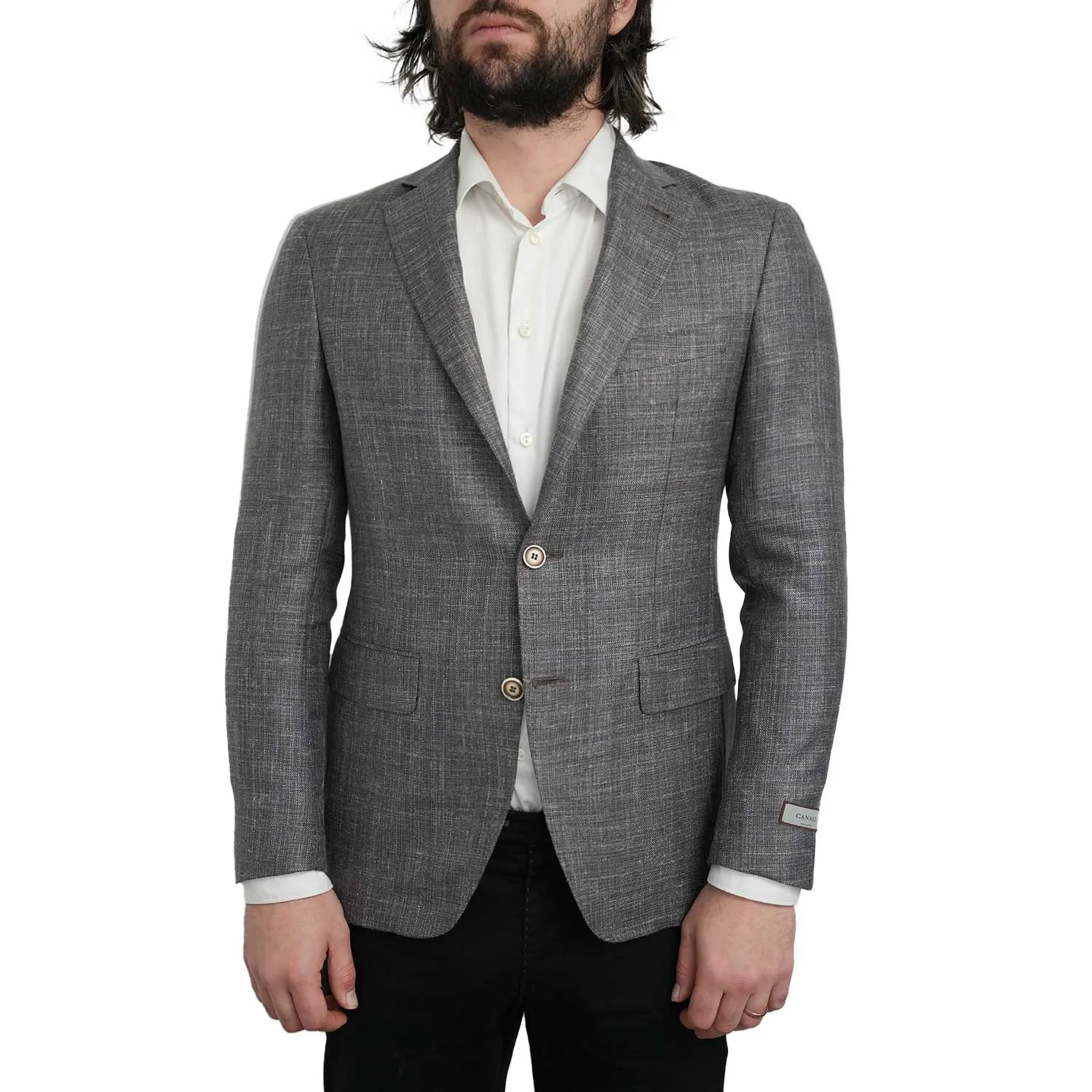 CANALI Silk & Wool Kei Regular Fit Brown Linen Jacket | Menswear Online