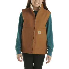 Carhartt Girl's Canvas Sherpa Lined Vest - Carhartt Brown