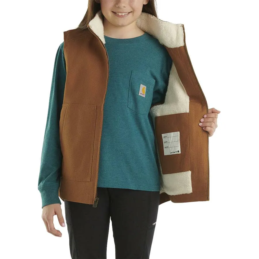 Carhartt Girl's Canvas Sherpa Lined Vest - Carhartt Brown