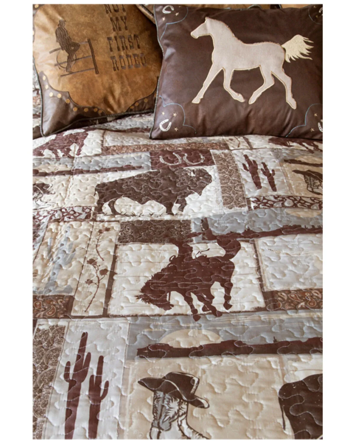 Carstens Home Wrangler Vintage Cowboy Twin Quilt Set - 3-Piece