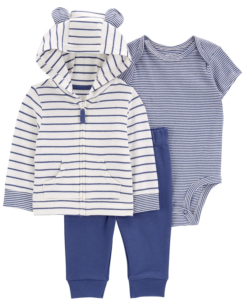 Carter's / OshKosh Baby 3-Piece Blue Striped Little Jacket Set