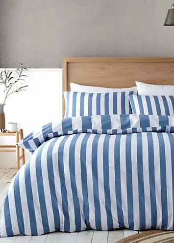 Catherine Lansfield Blue Cove Stripe Reversible Duvet Cover Set | Kaleidoscope