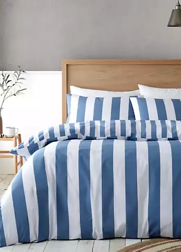 Catherine Lansfield Blue Cove Stripe Reversible Duvet Cover Set | Kaleidoscope